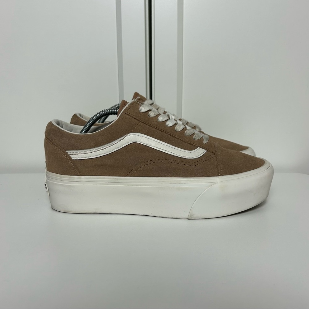 Vans Platform Old Skool Sneakers in Brown and White